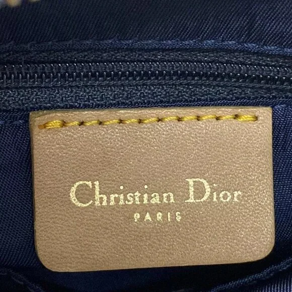 Authentic ChristianDior  Dark Navy Light Brown Denim Leather Handbag 611-100724 - Picture 13 of 14
